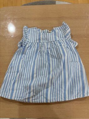 Monica and Andy Light Blue & White Striped Girls' Sleeveless Dress 12-18M
